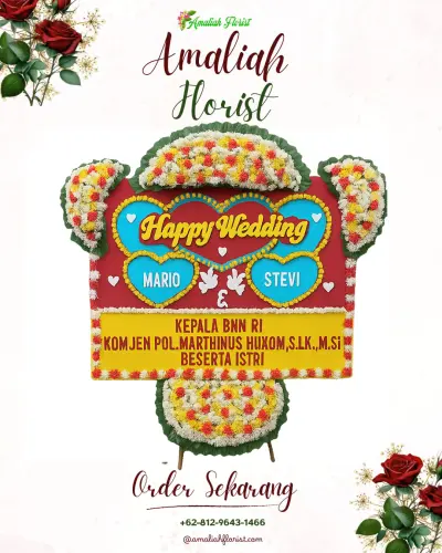 Karangan Papan Bunga Pernikahan di Petobo